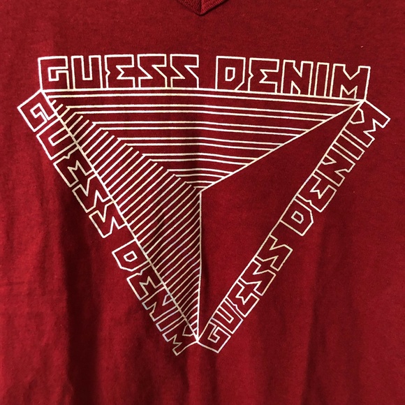 Guess Denim V- Neck Graphic Tee Shirt - Picture 2 of 5